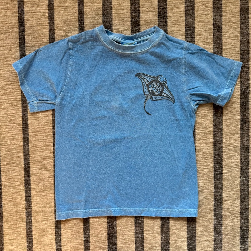 Crazy Shirts Hawai’i Blue Natural Dye Kids Shirt with Hawaiian Sea Creatures